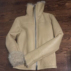 Dacute Cream Teddy Jacket with Shearling Cuffs. New never worn